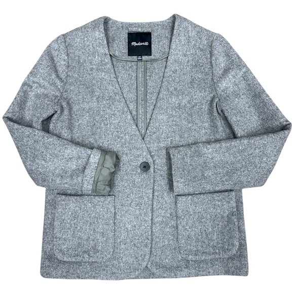 EUC Women's MADEWELL Carrington‎ Wool Blend Blazer One-Button Gray | Size XXS - Picture 5 of 10
